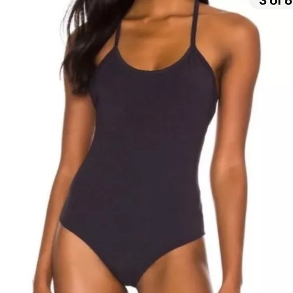 Agolde Dhalia Scoop Cross Back Cami Bodysuit /shadow Women's Size XL - Picture 5 of 6